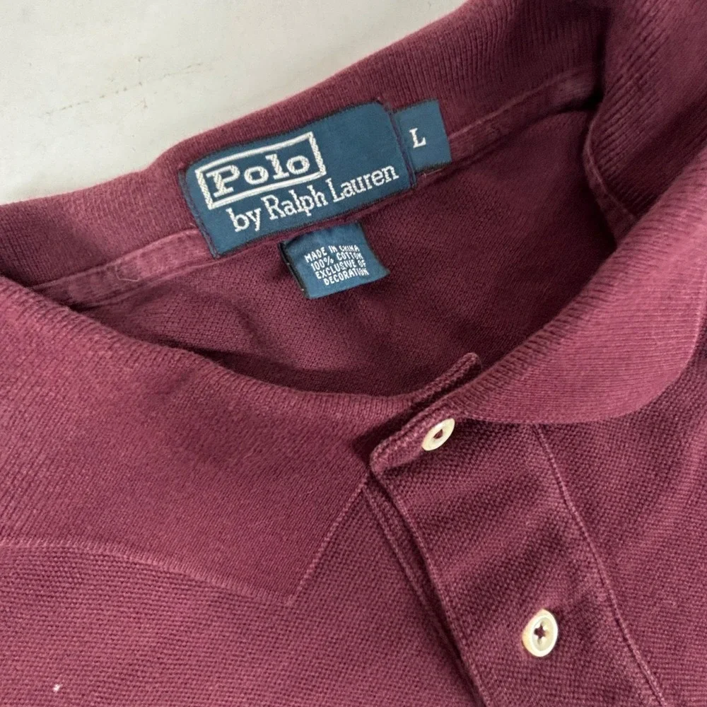 Polo Ralph Lauren Mens Burgundy Classic Fit Polo Shirt Size L - Picture 2 of 5
